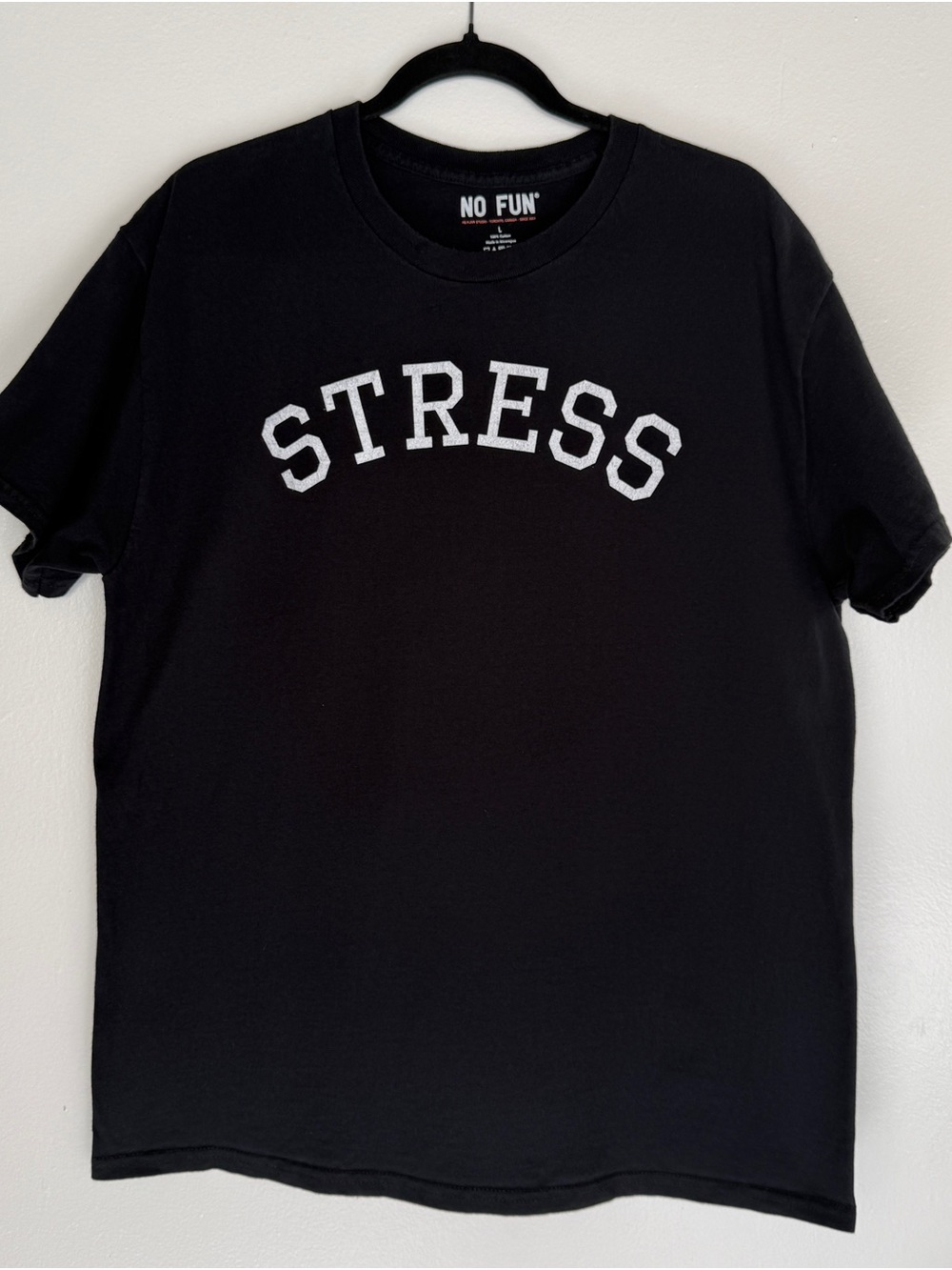 NO FUN Men’s “STRESS” Short Sleeve Tee - Black